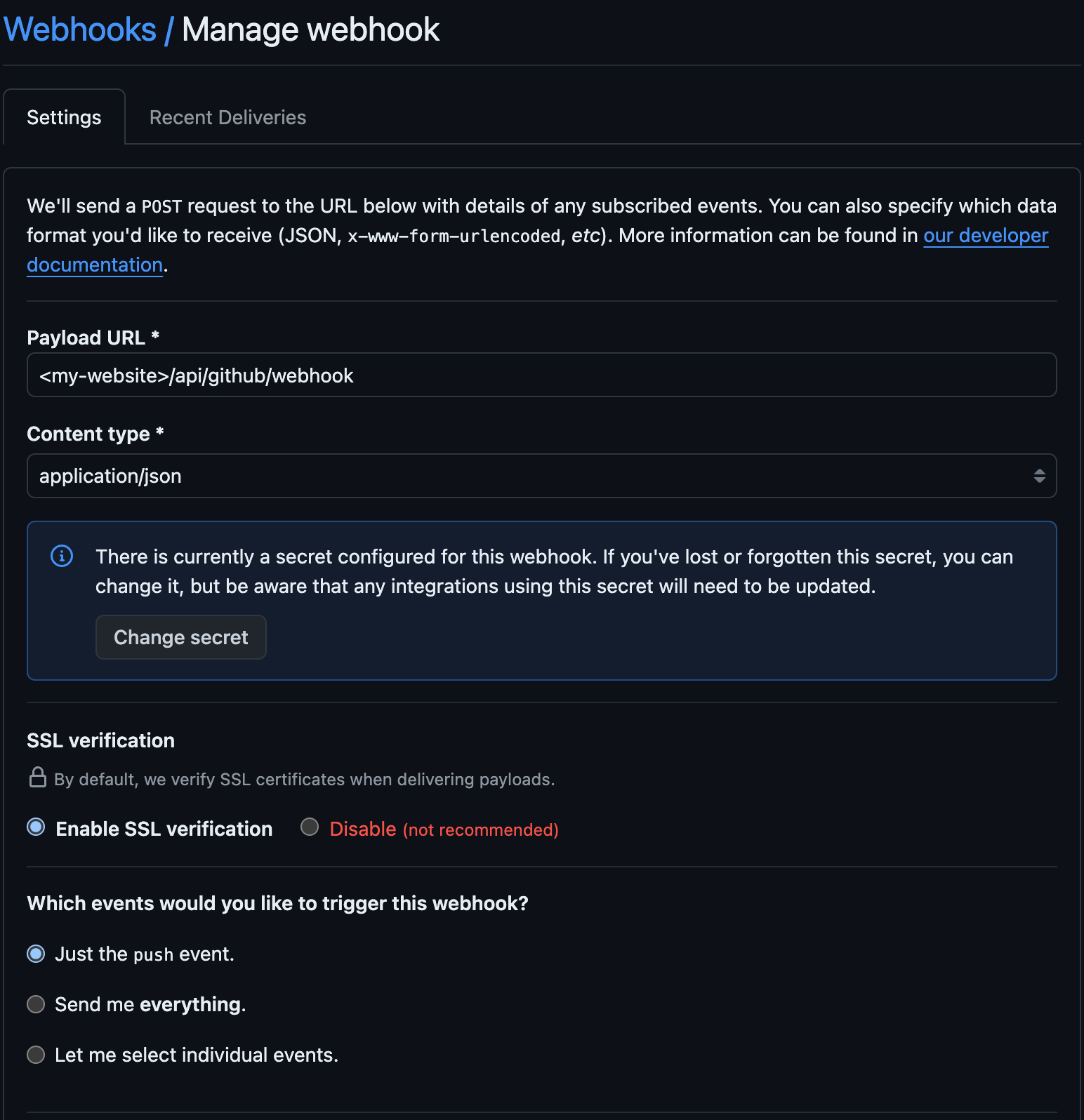 Webhook Settings